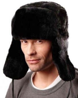 Black Mouton Sheepskin Full Fur Russian Hat