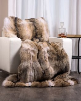 Full Pelt Coyote Fur Blanket / Fur Throw