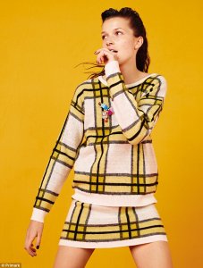 This yellow check knit two-piece is cut in a modern oversize style. Just £12 for the jumper and £10 for the skirt